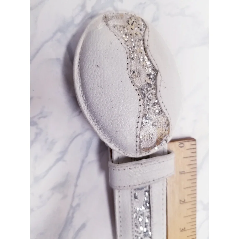 El General western wear Belt White Leather sparkling glitter southwestern sz 34‎